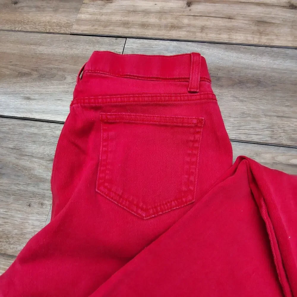 Energie Pop Up Skinny Jeans Women's 28x28 Red Stretch Denim Y2K Low Rise Y2K